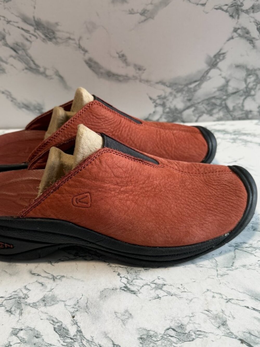 Keen Women's Rust Orange Leather Slip-On Clogs